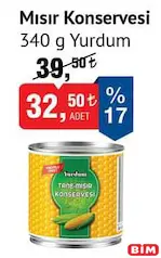 YURDUM MISIR KONSERVESİ 340 G fiyat ve kampanya bilgisi